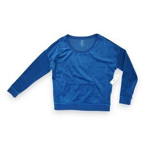 NWT NY & C Womens‎ Fleece Boat Neck Long Sleeve Pullover Sweatshirt Blue Size XS